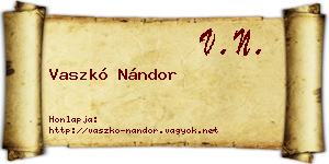 Vaszkó Nándor névjegykártya