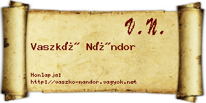 Vaszkó Nándor névjegykártya